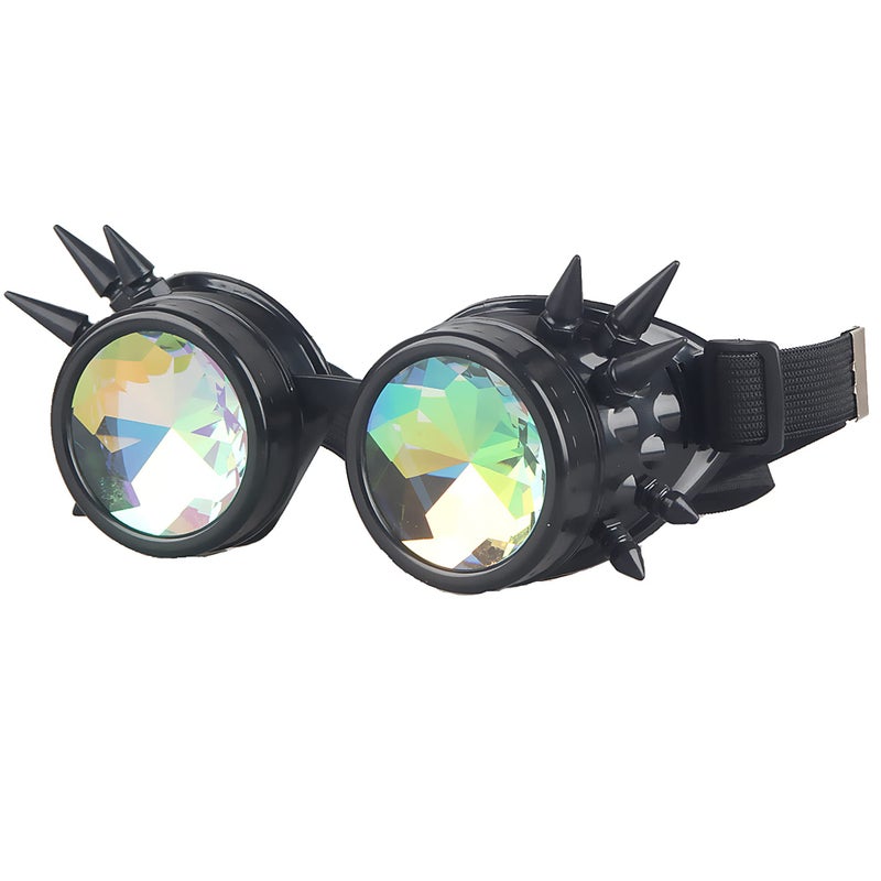 Lelinta Kaleidoscope Rave Goggles Steampunk Goggles Glasses Halloween Costume Accessories for Men Women Cosplay Party - Image 4